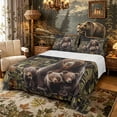 thumbnail image 1 of Castle Fairy USA Flag Safari Bear Bed Sheets 4-Piece,Green Woodland Camo Maple Stripes Full Size Sheets,Olive Brown Tan,1 Fitted Sheet,1 Flat Sheet and 2 Pillowcases, 1 of 6