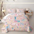 thumbnail image 1 of Castle Fairy Unicorn Letter L Twin Quilt Set,Cartoon Animal Twin Coverlet Set for Girls, 1 of 7