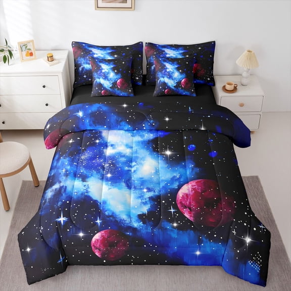 Castle Fairy Universe Planet Twin Bedding Sets,Gradient Galaxy Bedding Comforter Set