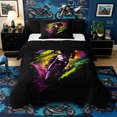thumbnail image 1 of Castle Fairy Urban Motorbike Twin Comforter Sets 3-Piece for Teens, Paint Burst Decor Bedding Set for Bedroom, Blue Pink,Black Reversible, 1 of 6