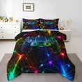 thumbnail image 1 of Castle Fairy Video Game 2pcs Bedding Comforter Set,Neon Lights Twin Comforter Sets,Geometric Stripes Breathable Bedding Set,Ultra Soft Gamepads Home Decor,Reversible, 1 of 8