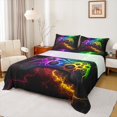 thumbnail image 1 of Castle Fairy Video Game 3pcs Twin Sheet Sets,Abstract Lightning Twin Fitted Sheet,Gradient Vintage Breathable Flat Sheet,Ultra Soft Gamepads Home Decor, 1 of 7