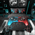 thumbnail image 1 of Castle Fairy Video Game 7 Pieces Bedding Comforter Set for Teens,Gradient Honeycomb Full Bedding Set Lightweight,Blue Red Fitted Sheet Flat Sheet,Breathable Home Decor, 1 of 8