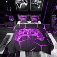 thumbnail image 1 of Castle Fairy Video Game 7pcs Bedding Comforter Set,Black Purple Queen Bedding Sets Super Cozy,Geometric Theme Queen Sheet Sets,Ultra Soft Abstract Home Decor,Reversible, 1 of 8