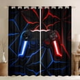 thumbnail image 1 of Castle Fairy Video Game Boy Black Out Curtains,Abstract Geometric Plaid Gamepads Curtains Pack of 2 (42x63 Each),Blue Red Neon Lights Gamer Bedroom Curtains,Super Cozy Room Decor, 1 of 6