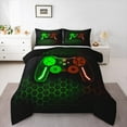 thumbnail image 1 of Castle Fairy Video Game Boy Full Size Comforter Sets 3-Piece,Geometric Honeycomb Bedding Comforter Set,Abstract Gradient Gamepads Lightweight Bedding Sets,Breathable Home Decor,Reversible, 1 of 8