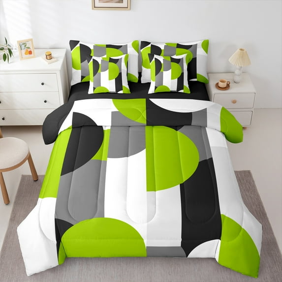 Castle Fairy Vintage Aesthetic 7Pcs Bedding Comforter Set for Teens,Abstract Geometric Queen Bedding Sets Super Cozy,Minimalist Theme Queen Sheet Sets,Luxury Bedroom Decor