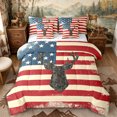 thumbnail image 1 of Castle Fairy Vintage American Flag King Bedding 7pcs,Rustic Woodland Wildlife King Bed in a Bag,Red Cream Navy,Reversible, 1 of 7
