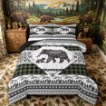 thumbnail image 1 of Castle Fairy Vintage Aztec Bear Queen Comforter Set 3 Pieces,Bohemian Theme Geometric Plaid Comforter Sets Queen,Olive Black,Black Reversible,1 Comforter and 2 Pillowcases, 1 of 6