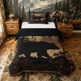 thumbnail image 1 of Castle Fairy Vintage Bear Silhouette Twin Duvet Cover,Floral Pine Twin Bedding,Sepia Dark Brown,Black Reversible,2pcs,No Comforter,1 Duvet Cover and 1 Pillowcase, 1 of 5
