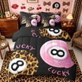 thumbnail image 1 of Castle Fairy Vintage Billiards Twin Bedding 7-Piece, Leopard Print Billiards Bedding Comforter Set, Pink Brown Black,Black Reversible, 1 of 7