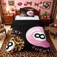 thumbnail image 1 of Castle Fairy Vintage Billiards Twin Duvet Cover, Leopard Print Billiards Twin Bedding, Pink Brown Black,Black Reversible,2pcs,1 Duvet Cover and 1 Pillowcase, 1 of 6
