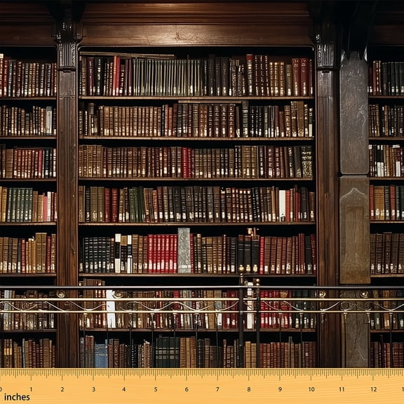 Castle Fairy Vintage Bookshelf Fabric by the Yard 1 Yard,Library Books Home Decor Fabric by the Yard,Retro Rustic Room Decor Fabric by the Yard,Breathable Home Decor