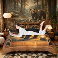 thumbnail image 1 of Castle Fairy Vintage Cabin Bear Bedding,Lantern Paw Duvet Cover Full,Warm Brown Black,Black Reversible,3pcs,No Comforter,1 Duvet Cover and 2 Pillowcases, 1 of 5