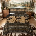 thumbnail image 1 of Castle Fairy Vintage Cabin Moose Full Size Comforter Sets 3-Piece,Rustic Jungle Animal Bedding Comforter Set,Brown Tan Black,Black Reversible,1 Comforter and 2 Pillowcases, 1 of 6