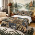 thumbnail image 1 of Castle Fairy Vintage Cabin Patchwork Forest Animal Queen Sheets 4 Pieces,Elk Bear Pine Cone Camper Lantern Queen Sheet Sets,Sepia Brown Cream,1 Fitted Sheet, 1 Flat Sheet and 2 Pillowcases, 1 of 6