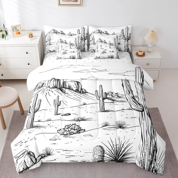 Castle Fairy Vintage Cactus Bedding Comforter Set,Western Full Bedding Set