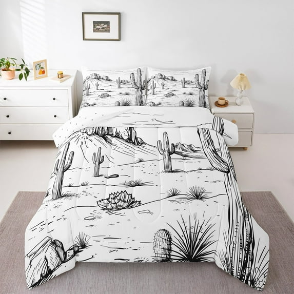 Castle Fairy Vintage Cactus Twin Comforter Sets,Western Botanical Plants Bedding Set