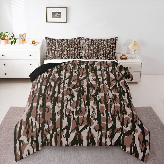 Castle Fairy Vintage Camo Queen Comforter Set,Abstract Camouflage Bedding Comforter Set