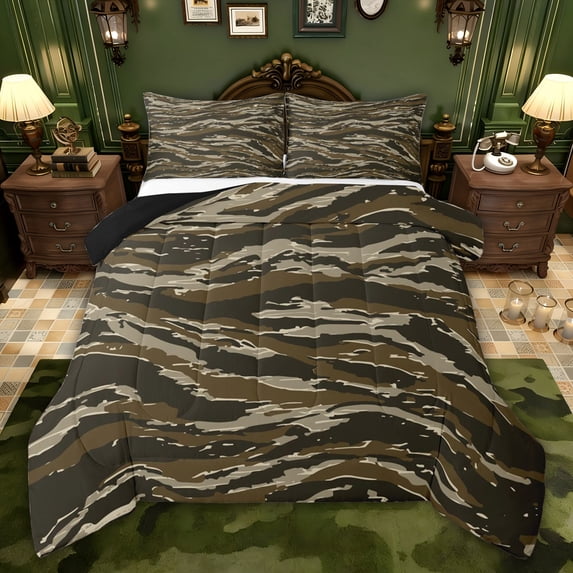 Castle Fairy Vintage Camo Queen Comforter Set,Abstract Camouflage Bedding Comforter Set