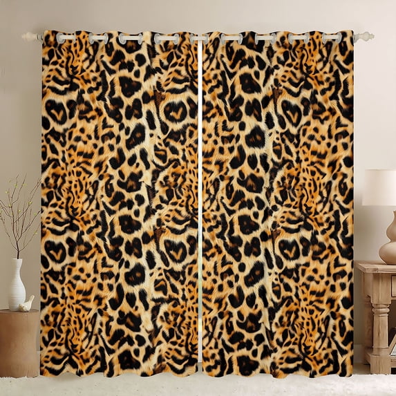 Castle Fairy Vintage Cheetah Curtains Pack of 2 (42x84 Each),Leopard Curtains Blackout