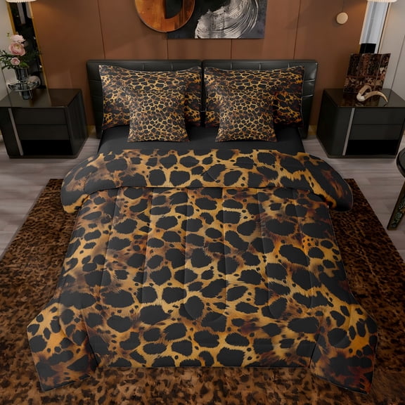 Castle Fairy Vintage Cheetah Print Bedding Comforter Set,Leopard Print Full Bedding Set