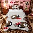 thumbnail image 1 of Castle Fairy Vintage Cheetah Print Billiard Twin Duvet Cover, Red Cherry Twin Bedding, Black Red Brown,Grey Reversible,2pcs,1 Duvet Cover and 1 Pillowcase, 1 of 6
