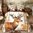 thumbnail image 1 of Castle Fairy Vintage Deer Full Size Bedding Sets 7 Pieces for Teens,Autumn Maple Foliage Full Size Bed in a Bag,Brown Orange Cream,Black Reversible, 1 of 7