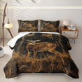 thumbnail image 1 of Castle Fairy Vintage Deer Twin Quilt Set for Boys,Dark Pine Woodland Animal Twin Coverlet Set,Coffee Brown Black, 1 of 7