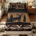 thumbnail image 1 of Castle Fairy Vintage Deer Zipper Full Size Comforter Sets with Fitted Sheet and 2 Pillowcases,Camo Maple Pine Tree Vintage Plank Zipper Bedding Set,Brown Khaki Black,Black Reversible,4pcs, 1 of 6
