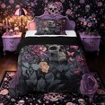 thumbnail image 1 of Castle Fairy Vintage Floral Skull Twin Comforter Sets 2pcs,Hippie Rose Butterfly Bedding Set,Gray Black,1 Comforter and 1 Pillowcase,Black Reversible, 1 of 6