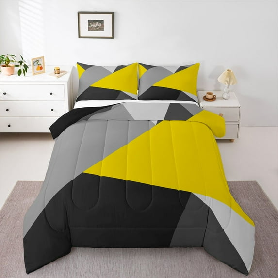 Castle Fairy Vintage Geometric Triangle Queen Comforter Set,Abstract Bedding Comforter Set