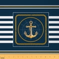 thumbnail image 1 of Castle Fairy Vintage Gold Anchor Fabric by the Yard 1 Yard, Nautical Themed Home Decor Fabric by the Yard, Navy White Striped Sewing Fabric, 1 of 6
