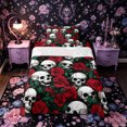 thumbnail image 1 of Castle Fairy Vintage Gothic Skull Twin Sheets 3pcs,Deep Red Rose Bone Bedding,Ivory Red Black,1 Fitted Sheet,1 Flat Sheet and 1 Pillowcase, 1 of 6