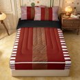 thumbnail image 1 of Castle Fairy Vintage Hand-Drawn Stripe Zipper Twin Comforter Sets with Fitted Sheet and 2 Pillowcases,Retro Leather Textured Panel Zipper Bedding Set,Rust Tan White,Reversible, 1 of 5