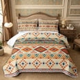 thumbnail image 1 of Castle Fairy Vintage Hippie Strip Twin Quilt Set 2 Pieces,Boho Tribal Geometric Twin Coverlet Set,Terracotta Teal Cream,1 Bedspread and 1 Pillowcase, 1 of 7