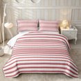 thumbnail image 1 of Castle Fairy Vintage Horizontal Stripe Quilt Full 3-Piece,Retro Thin Line Full Bedspread Sets,Red White,1 Coverlet and 2 Pillowcases, 1 of 7