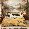thumbnail image 1 of Castle Fairy Vintage Hunting Deer Duck Duvet Cover King for Teens,Retro Compass King Bedding,Tan Black,Black Reversible,3 Pieces,No Comforter,1 Duvet Cover and 2 Pillowcases, 1 of 5