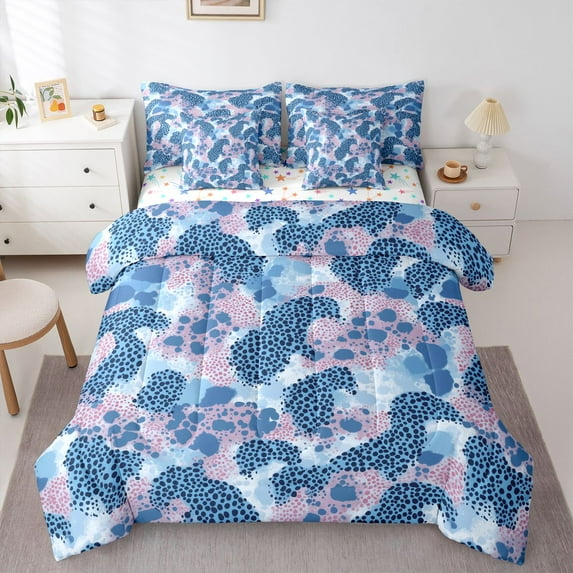 Castle Fairy Vintage Leopard Print Bedding Comforter Set,Cheetah Print Queen Bedding Sets