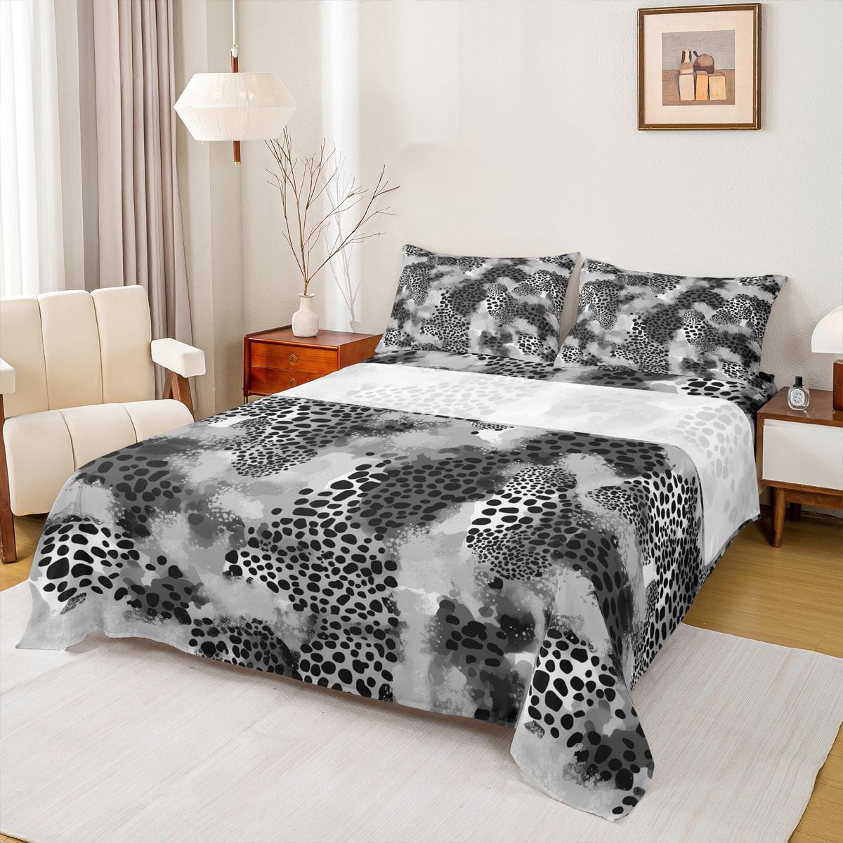 Castle Fairy Vintage Leopard Print Queen Sheet Sets,Cheetah Print Bed ...