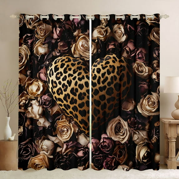 Castle Fairy Vintage Love Heart Curtains Pack of 2 (42x84 Each),Rose Curtains Blackout