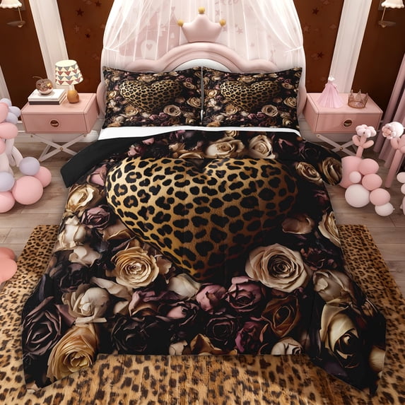 Castle Fairy Vintage Love Heart Full Size Comforter Sets,Romantic Floral Rose Bedding Sets