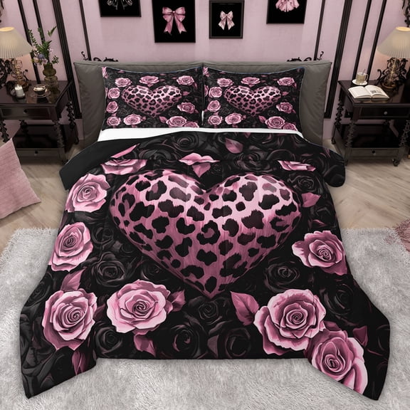 Castle Fairy Vintage Love Heart Twin Comforter Sets,Romantic Floral Rose Bedding Set