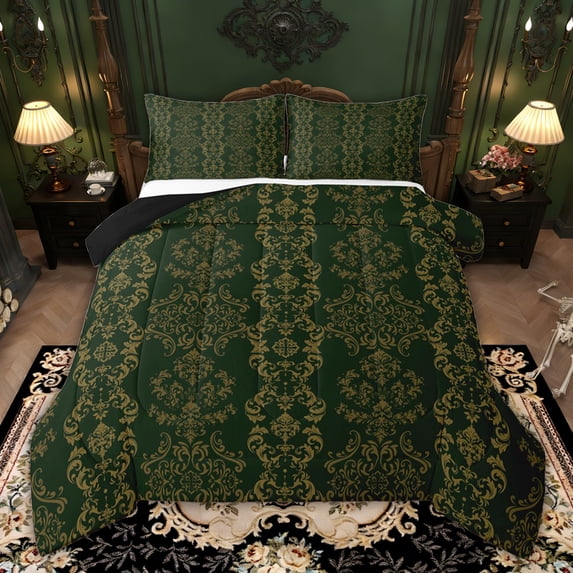 Castle Fairy Vintage Luxury Damask Queen Comforter Set,Bohemian Bedding Comforter Set
