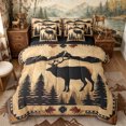 thumbnail image 1 of Castle Fairy Vintage Mountain Elk Queen Bedding 7pcs,Rustic Vintage Cabin Bedding Comforter Set Queen,Black Beige Rust,Black Reversible, 1 of 7