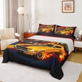 thumbnail image 1 of Castle Fairy Vintage Muscle Car Queen Sheet Sets 4 Pieces for Kids, Flame Track Art Bed Set for Bedroom, Orange Black, 1 of 6