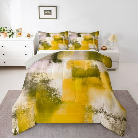 Castle Fairy Vintage Oil Painting Twin Comforter Sets,Gradient Abstract Art Bedding Set