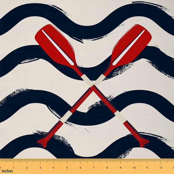 Castle Fairy Vintage Paddle Fabric by the Yard 5 Yards for Teens,Geometric Stripes Fabric for Sewing,Ocean Theme Home Decor Fabric by the Yard,Microfiber Bedroom Decor