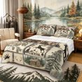 thumbnail image 1 of Castle Fairy Vintage Patchwork Wildlife King Sheets 4pcs,Bear Elk Pine Cabin Paw Bedding,Sepia Brown Cream,1 Fitted Sheet, 1 Flat Sheet and 2 Pillowcases, 1 of 6