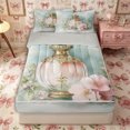 thumbnail image 1 of Castle Fairy Vintage Perfume Floral Print Zipper Twin Comforter Sets with Fitted Sheet and 2 Pillowcases,Dreamy Flowers Pattern Zipper Bedding Set,Pink Teal,Grey Reversible,4-Piece, 1 of 6